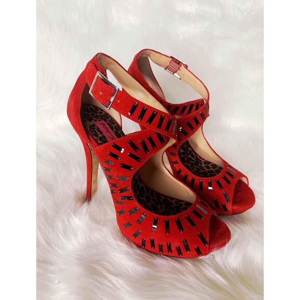 ❌❌SOLD❌❌Betsey Johnson Red Sequined Heels